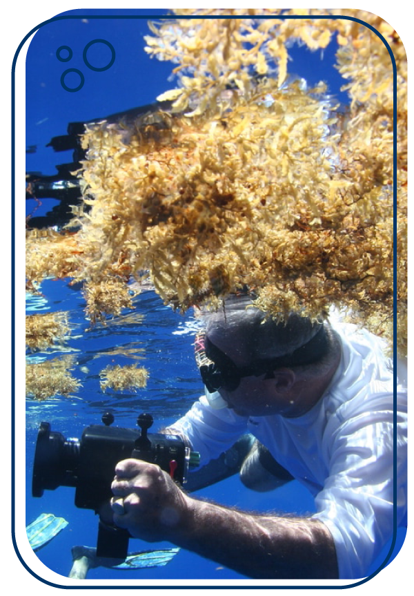 man with camera in the water